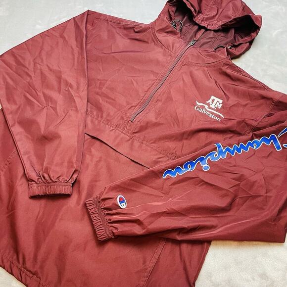 Texas A&M Galveston Pullover Windbreaker Mens S Burgundy 1/2 Zip Pocket Aggies - Picture 1 of 11